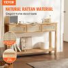 VEVOR Rattan Console Table with 3 Storage Drawers, Rattan Entryway Table with Natural Rattan Sliding Door, Console Sofa Table for Living Room, Study