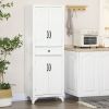 67" 4-Door Kitchen Pantry with Drawer and Adjustable Shelves, White