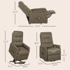 Power Lift Chair for Elderly, Fabric Recliner Sofa with Remote Control, Side Pockets, Quick Assembly, Brown