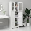 Freestanding Bathroom Cabinet with Glass/Louvred Doors, Tall Bathroom Storage Cabinet with Adjustable Shelf, White