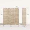 Folding Room Divider Screen 4 Panel 6' Tall Privacy Screen Freestanding Wood Partition for Home Office, Washed Oak