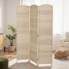 Folding Room Divider Screen 3 Panel 6' Tall Privacy Screen Freestanding Wood Partition for Home Office, Washed Oak
