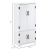 Kitchen Pantry Cabinet Storage. Floor Storage Cabinet, Cupboard Organizer with Adjustable Shelves and 4-Doors, White