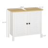 Bathroom Cabinet Organizer Under-Sink Storage Double Layer 2 Door Floor Cabinet White