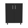 Lewis Storage Cabinet Base, Four Caster, Double Door Cabinet, Two Interior Shelves