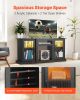 VEVOR TV Stand for TVs up to 65 inch, Modern Entertainment Center with Light Strip, Wooden TV Cabinet Storage with Glass Doors and Adjustable Shelves