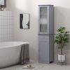 Tall Bathroom Cabinet, Narrow Storage Cabinet with Acrylic Door, Drawer and 3 Shelves, Gray