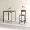3 Piece Pub Table and Chairs, Small Kitchen Table and Chairs, Square Dining Table with 2 Stools, Rustic Brown and Black
