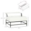 Lift Top Coffee Table Modern Hidden Storage Metal Legs Home Office White