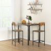 3 Piece Pub Table and Chairs, Small Kitchen Table and Chairs, Square Dining Table with 2 Stools, Rustic Brown and Black