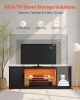 VEVOR TV Stand for TVs up to 65 inch, Modern Entertainment Center with Light Strip, Wooden TV Cabinet Storage with Glass Shelf and Adjustable Shelves