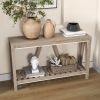 Farmhouse Console Table Gray Storage Shelf Rustic Sofa Table Anti-tipper Living Room Entryway
