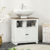 Pedestal Vanity Cabinet White 2-Door Bathroom Sink Cabinet with Shelves