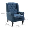 Button-Tufted Accent Chair with High Wingback, Rounded Cushioned Armrests and Thick Padded Seat, Set of 2, Blue