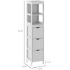Narrow Bathroom Storage Cabinet, Bathroom Cabinet with 3 Drawers & 2 Open Shelves, Slim Bathroom Floor Cabinet, White