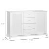 47 Sideboard Buffet Cabinet Kitchen Coffee Bar Storage 4 Drawers 2 Shutters White