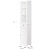Slim Bathroom Storage Cabinet Tall Narrow Linen Tower with Acrylic Door Drawer and Shelves White