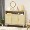 Boho Rattan Sideboard Buffet Cabinet Natural Finish for Dining Living Room Kitchen Storage