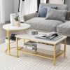 Set of 2 Nesting Coffee Table with Extra Storage Shelf for Living Room