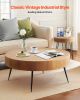 VEVOR 2 Pieces Round Coffee Tables Sets, 31.3 in Industrial Living Room Table with 1 End Side Table