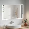 48*32in LED Framed Bathroom Vanity Mirror, Aluminum Frame with 45Â° Beveled Angle Beveled Lights, 3 Colors, Anti-fog, Suitable for Modern Decoration