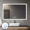 48*32in LED Framed Bathroom Vanity Mirror, Aluminum Frame with 45Â° Beveled Angle Beveled Lights, 3 Colors, Anti-fog, Suitable for Modern Decoration