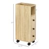 Freestanding Compact Design Bathroom Cabinet with 2 Open Cabinets 1 Door Cabinet 1 Drawer and 4 Rolling Wheels Oak Grain Color
