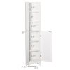 Tall Linen Cabinet Bathroom Floor Storage 3-Tier Shelf Cupboard White