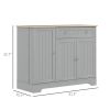 Modern Sideboard Cabinet, 41" Kitchen Buffet Cabinet with Drawer, Adjustable Shelf, 3 Doors for Dining Room, Gray