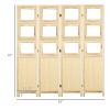 Room Divider with Photo Frames 4 Panel Wood Folding Privacy Screen Natural Indoor Partition