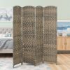 Folding Room Divider Screen 4 Panel 6' Tall Privacy Screen Freestanding Wood Partition for Home Office, Dark Rustic Oak