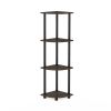 Durable 11.6"W x 11.6"D x 43.5"H 4-Shelf Freestanding Shelving Unit, Dark Brown Grain and Black