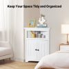 VEVOR 32" Corner Storage Cabinet, 3 Tiers Small Storage Cabinet with 2 Wooden Doors & Adjustable Shelves