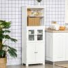 63" White Kitchen Hutch Cabinet 4-Door Pantry Storage Adjustable Shelf Dining Room Organizer