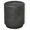 Lightweight Accent Table with Concrete Finish Round Side Table, Dark Gray