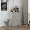Farmhouse Sideboard Storage Cabinet with Doors and Drawer for Kitchen, Living room, 23.5"x11.75"x34.5", Light Gray