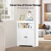 VEVOR 32" Corner Storage Cabinet, 3 Tiers Small Storage Cabinet with 2 Wooden Doors & Adjustable Shelves