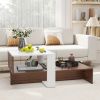 2-Tier Geometric Coffee Table with Storage Shelves for Living Room and Reception Room