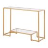VEVOR 2-Tier Glass Console Table, Modern Rectangle Sofa Side Table with Tempered Glass Top and Iron Legs