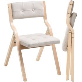 VEVOR Wooden Folding Chairs with Cushion, Set of 2, Portable Foldable Cushion Chair with Wooden Frame, Modern Padded Dining Chair for Kitchen, Office (Default: Default)