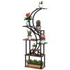 Plant Stand Indoor, 8 Tier 62" S-Shaped Plant Shelf, Corner Plant Rack for Multiple Plants, Carbonised Finish