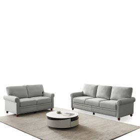 Linen Fabric Upholstery with Storage Sofa 2+3 Sectional (Color: Grey)