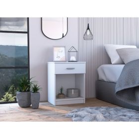 Pictor Nightstand, One Drawer, Lower Shelf, Superior Top, Black (Color: White)