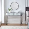 39" Mirrored Makeup Vanity Table with Stainless Steel Base, Mirrored Console Dressing Table with 2 Drawers,Versatile Desk for Bedroom and Office, Gray