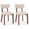 Dining Chairs Set of 2 Upholstered Mid-Back Chairs with Solid Rubber Wood Frame