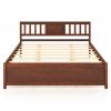 Wooden Platform Bed with Headboard and Wood Slat Support