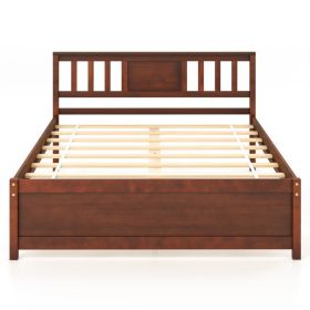 Wooden Platform Bed with Headboard and Wood Slat Support (size: Full Size)
