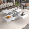 Square Marble Veneer Coffee Table Sliding Top with Storage in 39.4''