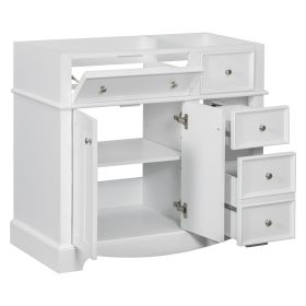 36'' Bathroom Vanity without Basin Sink, Solid Wood Frame Bathroom Storage Cabinet (Material: Solid Wood+MDF, Color: White)