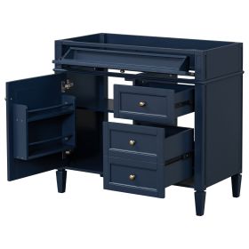 36'' Bathroom Vanity without Top Sink, Modern Bathroom Storage Cabinet with 2 Drawers and a Tip-out Drawer, Solid Wood Frame (NOT INCLUDE BASIN SINK) (Material: Solid Wood+MDF, Color: Blue)
